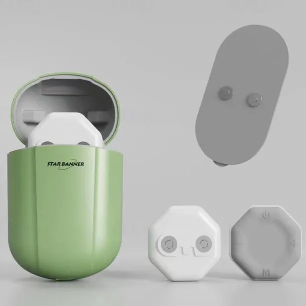 Portable Cordless TENS Massage Patch Pain Relief Muscle Stimulation Patch Rechargeable with Charging Case Electric Pulse Patch for Relaxation