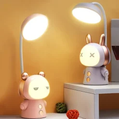 Portable Cute Desk Lamp USB Rechargeable Dimmable Study Table Lamp Bedside Led Night Light for Reading Work Kids Birthday Gift