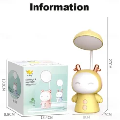 Portable Cute Desk Lamp USB Rechargeable Dimmable Study Table Lamp Bedside Led Night Light for Reading Work Kids Birthday Gift