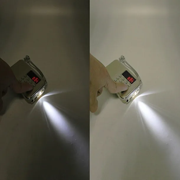 Portable Digital AM FM Radio Media Speaker MP3 Music Player Support TF Card / USB Disk with LED Screen Display and Emergency Flashlight Function