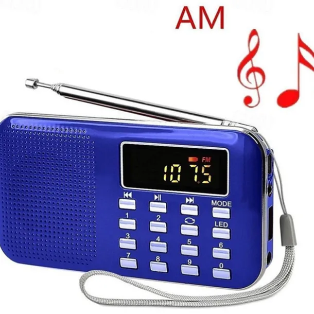 Portable Digital AM FM Radio Media Speaker MP3 Music Player Support TF Card / USB Disk with LED Screen Display and Emergency Flashlight Function