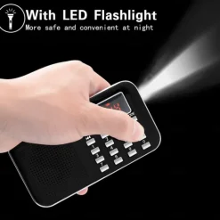 Portable Digital AM FM Radio Media Speaker MP3 Music Player Support TF Card / USB Disk with LED Screen Display and Emergency Flashlight Function