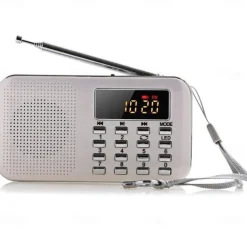 Portable Digital AM FM Radio Media Speaker MP3 Music Player Support TF Card / USB Disk with LED Screen Display and Emergency Flashlight Function