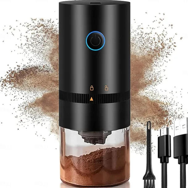 Portable Electric Coffee Grinder - USB Rechargeable, Professional Ceramic Grinding Core for Coffee Beans