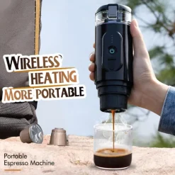 Portable Electric Espresso Coffee Machine Cordless Heating Single Serve Mini Coffee Maker with 2-IN-1 Coffee Powder/Capsule Bin Pump Pressure Auto Brew 2500mAh