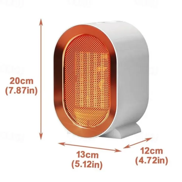 Portable Electric Heater With Thermostat 1200W Safe and Quiet PTC Ceramic Heater Heats Up To 20 Square Meter Indoor Winter Warm Air Blower Mini Radiator Heater Fan For Home Bedroom Bathroom Office Ro