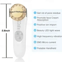 Portable Galvanic Facial Machine 7 In 1 High Frequency Face Massager Microcurrent Skin Firming Machine Skin Improve Roller Tools