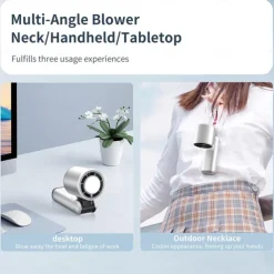 Portable Handheld Fan with Cooling Plate, 1-199 Speed Foldable Mini Fan with Stand, Hook & Lanyard, Up to 6H Use for Travel, Office, Home & Outdoor