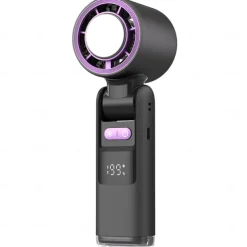 Portable Handheld Fan with Cooling Plate, 1-199 Speed Foldable Mini Fan with Stand, Hook & Lanyard, Up to 6H Use for Travel, Office, Home & Outdoor