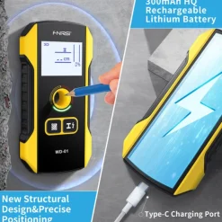 Portable Handheld Wall Scanner Wooden AC Wires Metal Pipes Rebars Detecting Tool Indicator Light Drill Hole Tool