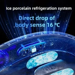 Portable Hanging Neck Fan with Colorful Light USB Charging 5 Gears Brush Motor Leafless Hanging Neck Fan Rechargeable Mute Refrigeration Air Conditioning Outdoor Cooling Fan