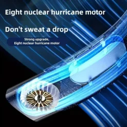 Portable Hanging Neck Fan with Colorful Light USB Charging 5 Gears Brush Motor Leafless Hanging Neck Fan Rechargeable Mute Refrigeration Air Conditioning Outdoor Cooling Fan