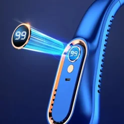 Portable Hanging Neck Fan with Colorful Light USB Charging 5 Gears Brush Motor Leafless Hanging Neck Fan Rechargeable Mute Refrigeration Air Conditioning Outdoor Cooling Fan