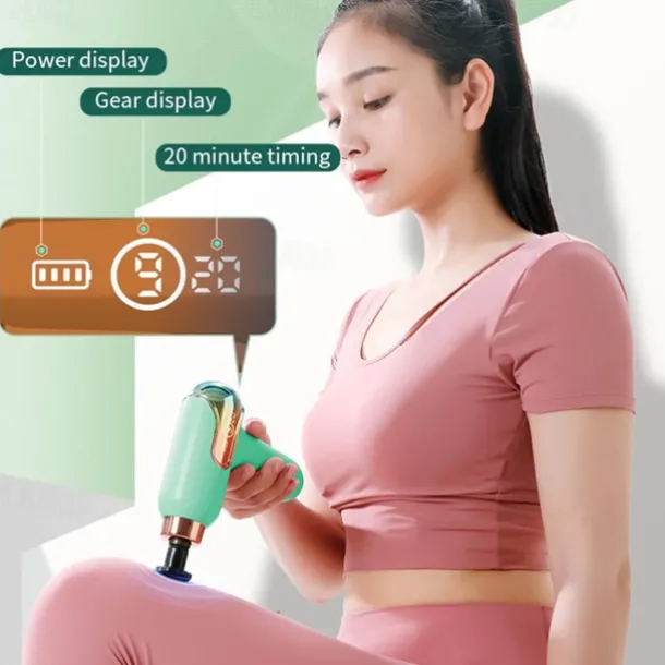 Portable LCD Massage Gun Deep Tissue Muscle Electric Massager For Leg Body Neck Shoulder Pain Relief Sport Relaxation(1pcs)