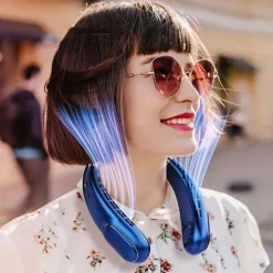 Portable Leafless Neck Fan – Quiet Mini Sports Fan with Strong Wind, USB Rechargeable for Outdoor Activities