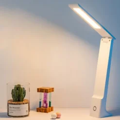 Portable Led Foldable Desk Lamp 3 Colors Touch Dimmable Table Lamp Usb Rechargeable Bedside Reading Light for Study Office Work