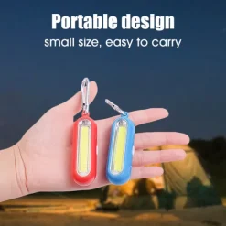 Portable Mini COB LED Keychain Pocket Flashlight 3 Modes LED Flashlight Battery Powered Outdoor Camping Hiking Fishing Torch