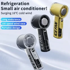 Portable Mini Handheld Fan with Ice Porcelain Dual Cooling, 3000mAh Battery, Digital Display, 100 Speed Adjustable, Quiet Lightweight USB Rechargeable Cooling Fan for Outdoor Travel