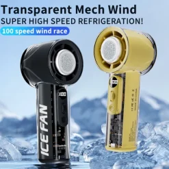 Portable Mini Handheld Fan with Ice Porcelain Dual Cooling, 3000mAh Battery, Digital Display, 100 Speed Adjustable, Quiet Lightweight USB Rechargeable Cooling Fan for Outdoor Travel