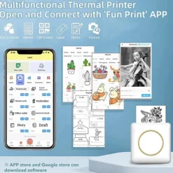 Portable Mini Label Printer: BT-Compatible Inkless Pocket Printer for iPhone Thermal Sticker Maker - Perfect for Receipts, Pictures, Notes, and Home/Office Use!