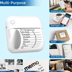 Portable Mini Label Printer: BT-Compatible Inkless Pocket Printer for iPhone Thermal Sticker Maker - Perfect for Receipts, Pictures, Notes, and Home/Office Use!