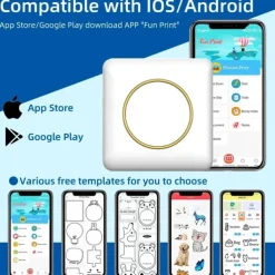 Portable Mini Label Printer: BT-Compatible Inkless Pocket Printer for iPhone Thermal Sticker Maker - Perfect for Receipts, Pictures, Notes, and Home/Office Use!