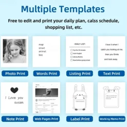 Portable Mini Label Printer: BT-Compatible Inkless Pocket Printer for iPhone Thermal Sticker Maker - Perfect for Receipts, Pictures, Notes, and Home/Office Use!