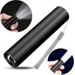 Portable Mini LED Flashlight, LED Torch Rechargeable 3 Lighting Modes Waterproof Retractable Powerful Light Torch Outdoor Zoom Torch