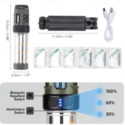 Portable Mosquito Repeller with Camping Light – Rechargeable Magnetic Mosquito Repellent Lamp for Fishing, Hiking, and Tents