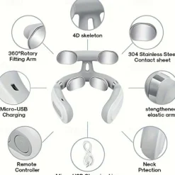 Portable Neck & Shoulder Massager With Deep Tissue Kneading USB Rechargeable