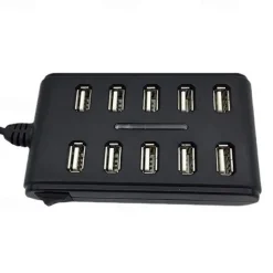 Portable 1PC General Purpose Work Home With Switch ABS Plastic Double Row Ten Port USB HUB