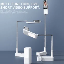 Portable Phone Holder With LED Dimming Light for Live Stream Make Up YouTube TikTok Dimmable LED Camera Ring Light for iPhone & Android Phone