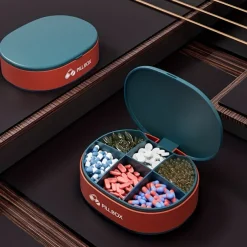 Portable Pill Organizer - Compact, Sealed Pill Case for Traveling, on-the-go Medication Storage - Multi-compartment Waterproof Candy Box for Storing Pills