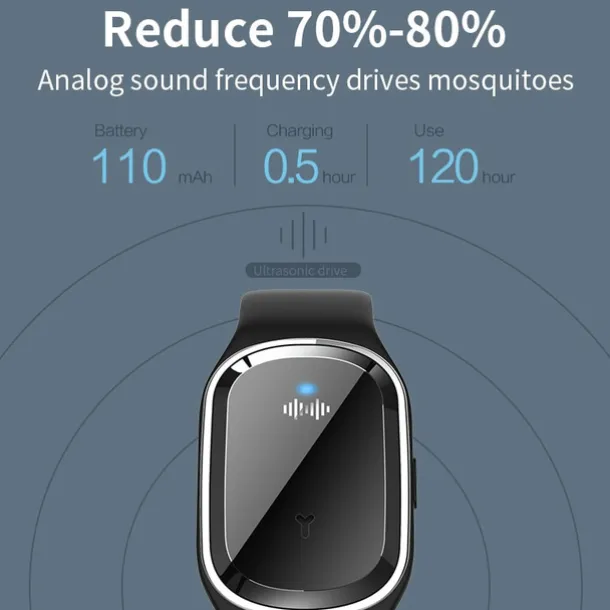 Portable Ultrasonic Mosquito Killer Smart Watch – Waterproof Physical Repellent Bracelet