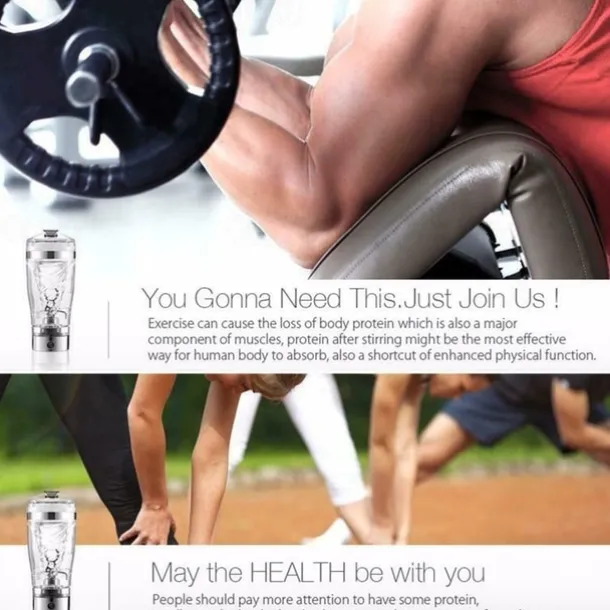 Portable USB Rechargeable Protein Shaker Bottle Electric Mixer Cup