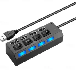 4-Port/7-Port USB To USB 2.0 Ultra-Mini Hub Adapter Hub Power On/Off Switch For PC Laptop Computer