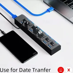 4-Port/7-Port USB To USB 2.0 Ultra-Mini Hub Adapter Hub Power On/Off Switch For PC Laptop Computer