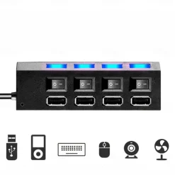 4-Port/7-Port USB To USB 2.0 Ultra-Mini Hub Adapter Hub Power On/Off Switch For PC Laptop Computer