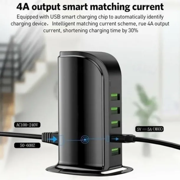 5ports Multi-USB Charging Station Hub Base Smart Digital Display Charger
