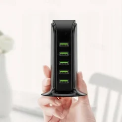 5ports Multi-USB Charging Station Hub Base Smart Digital Display Charger