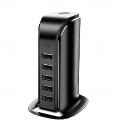 5ports Multi-USB Charging Station Hub Base Smart Digital Display Charger