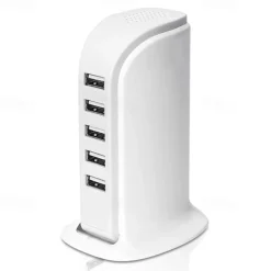 5ports Multi-USB Charging Station Hub Base Smart Digital Display Charger