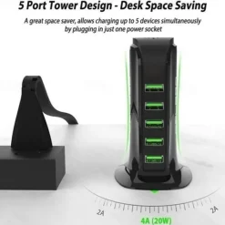 5ports Multi-USB Charging Station Hub Base Smart Digital Display Charger