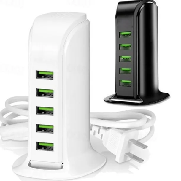 5ports Multi-USB Charging Station Hub Base Smart Digital Display Charger