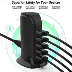 5ports Multi-USB Charging Station Hub Base Smart Digital Display Charger