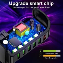 5ports Multi-USB Charging Station Hub Base Smart Digital Display Charger