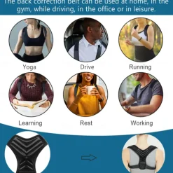Posture Corrector for Men and Women, Adjustable Back Brace Belt, Support Shoulder Straightener, Back Spine Corrector Providing Pain Relief from Lumbar, Neck, Shoulder, and Clavicle, Back