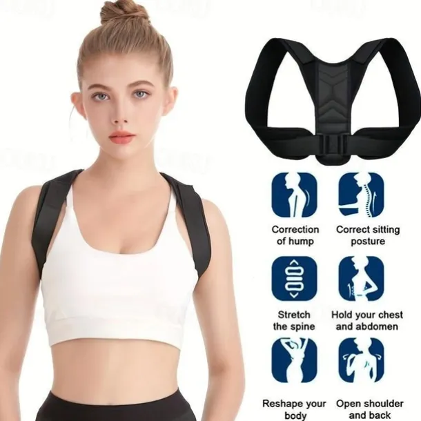 Posture Corrector For Men Women, Comfortable Upper Back Support Straightener With Adjustable Back Strap