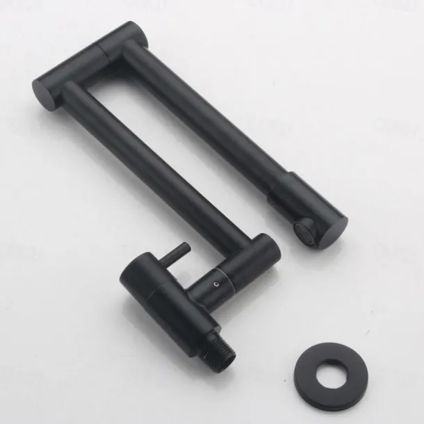 Pot Filler Kitchen Faucet Only Cold Water Stainless Steel, Brushed Black Foldable Sink Wall Mount Folding Fill Pot Kitchen Tap