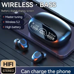 Powerful Bass True Wireless Earbuds Bluetooth 5.3 IPX7 Waterproof Noise Reduction Earphones